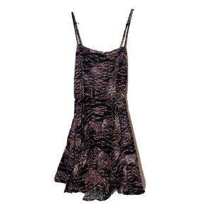 Free People Spaghetti Strap A-Line Mini Dress Purple S Zip Backless Lined Boho